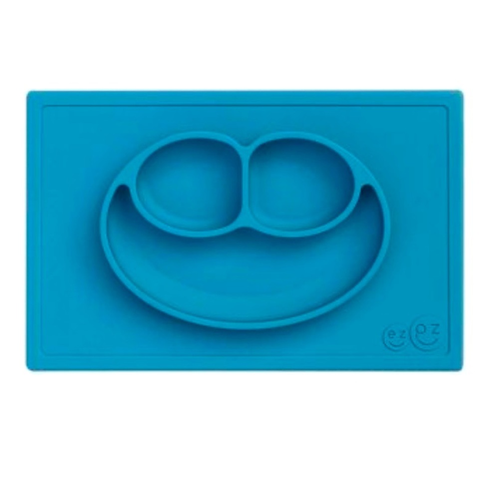 EZPZ Happy Mat Blue- 100% Silicone, BPA free, suction plate for baby or toddler